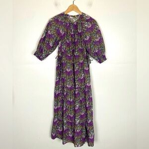 Marie Oliver Farin Maxi Dress Size M Palm Fan Green Purple Multi $438 RT